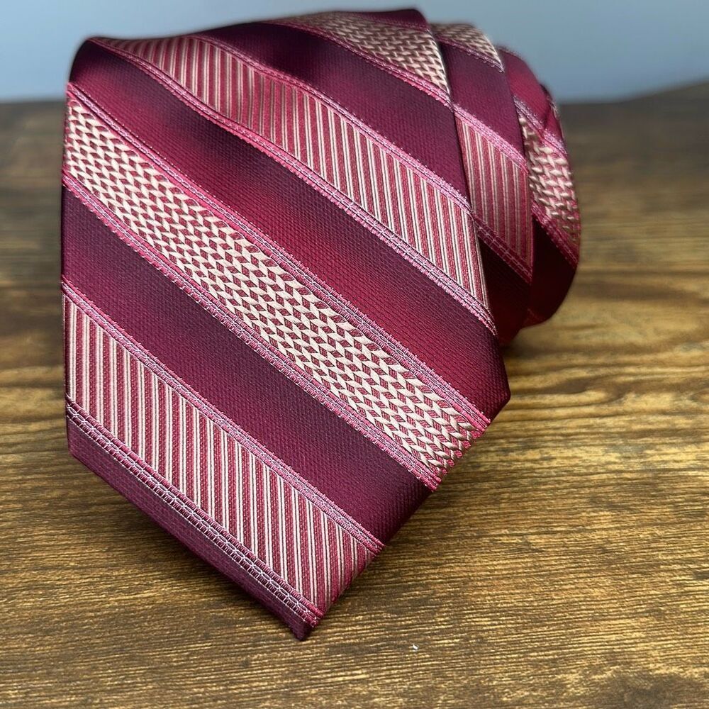 STACY ADAMS Tie Mens 100% Microfiber‎ Necktie Designer STRIPED Red